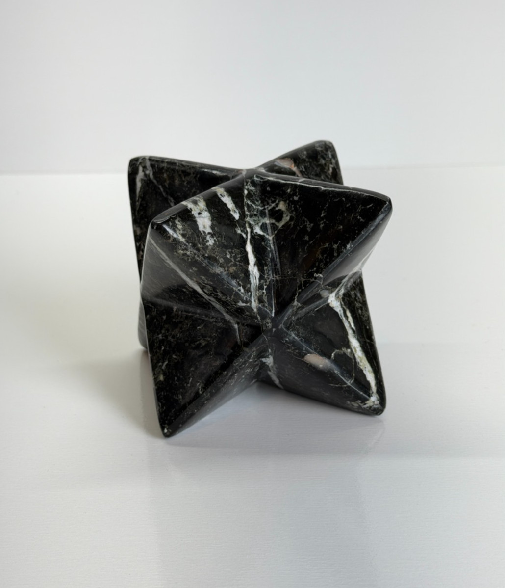 Black Serpentine Merkaba Star Sacred Geometry Crystal Carving 3″ Polished