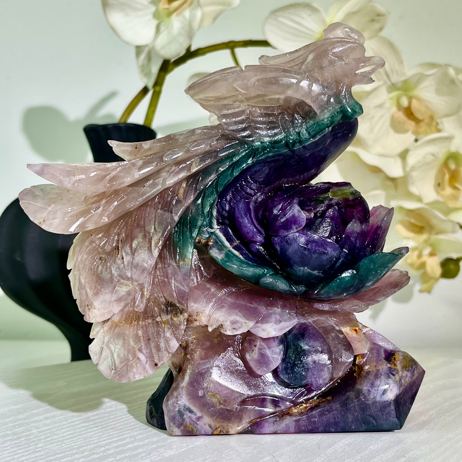 3.5LB Natural fluorite quartz products, hand carved and polished spiritual orna