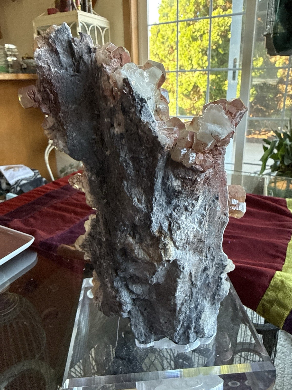 Stunning Collectors Red Benz Calcite Crystal Specimen w/Acrylic Stand 4.8lb