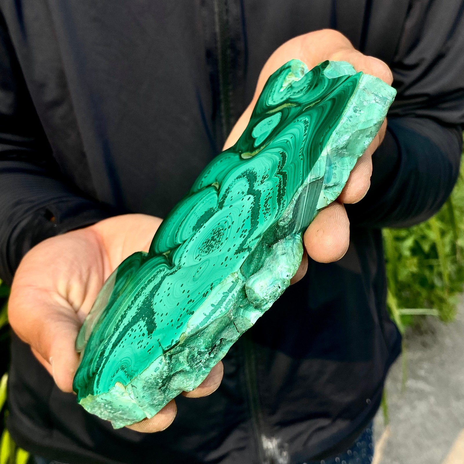 1.58LB Natural Green Malachite Slab Quartz Crystal Slice Ore Specimen Healing