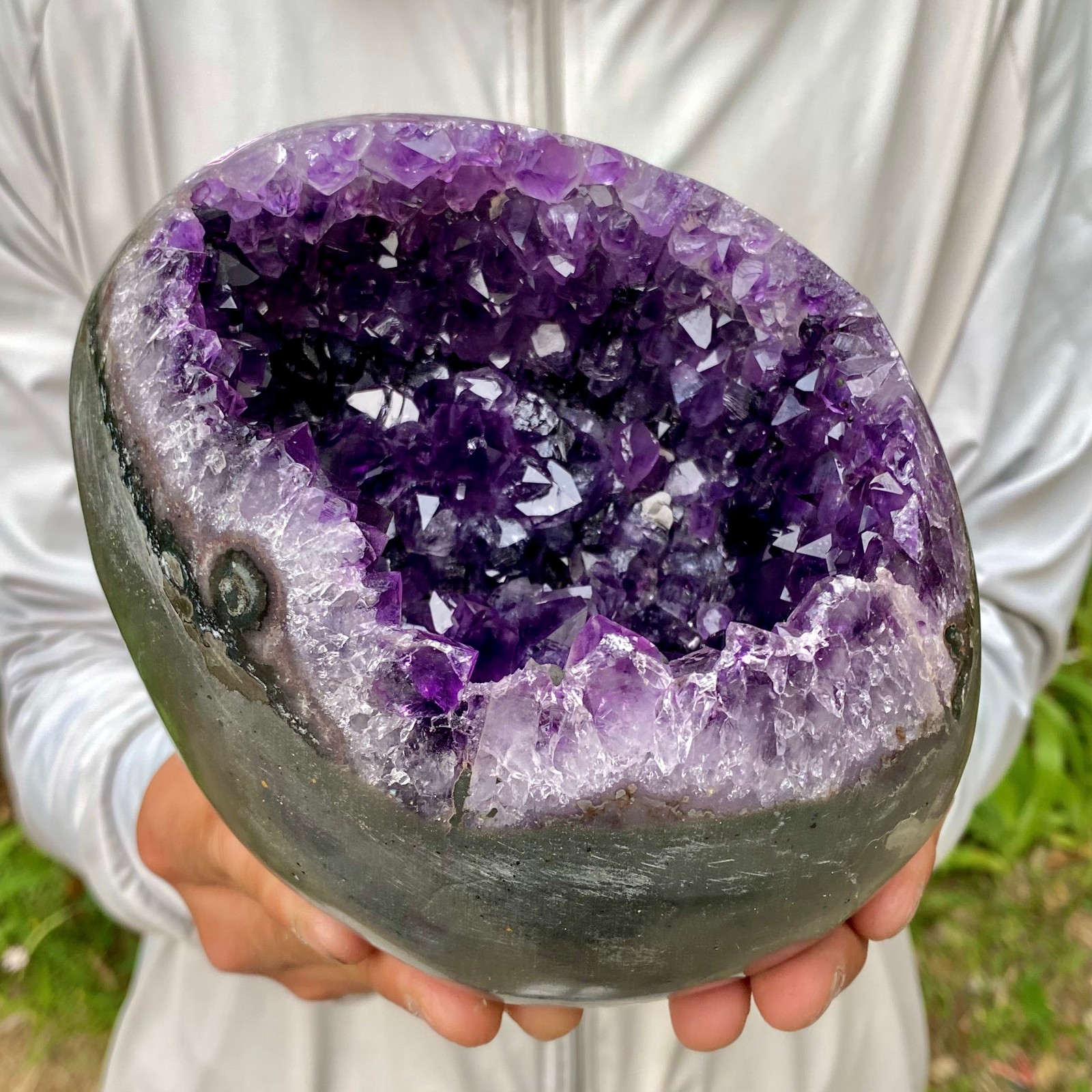 5.7LB Natural amethyst Dinosaur egg Quartz Crystal specimen healing