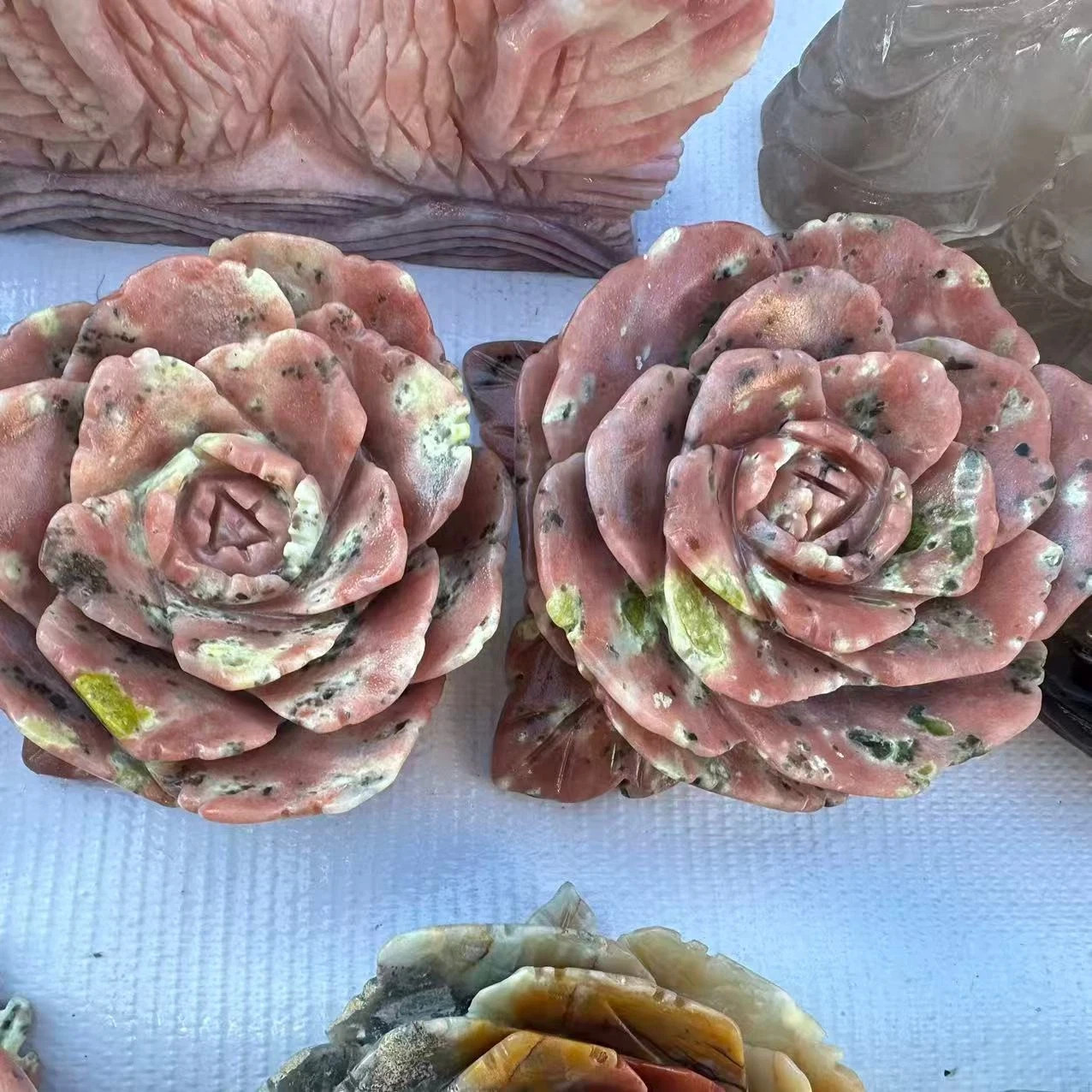 1pc Natural Quartz Carved Flower Skull Crystal Reiki Healing Decor Gift