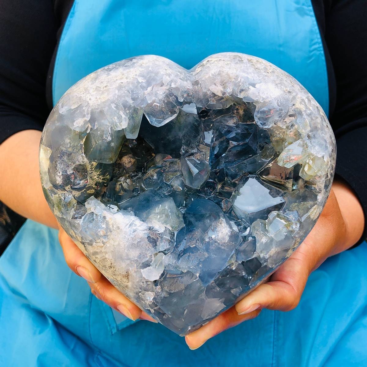 11.5LB Natural Egg Shape Blue Crystal Geode Healing Stone Mineral Specimen