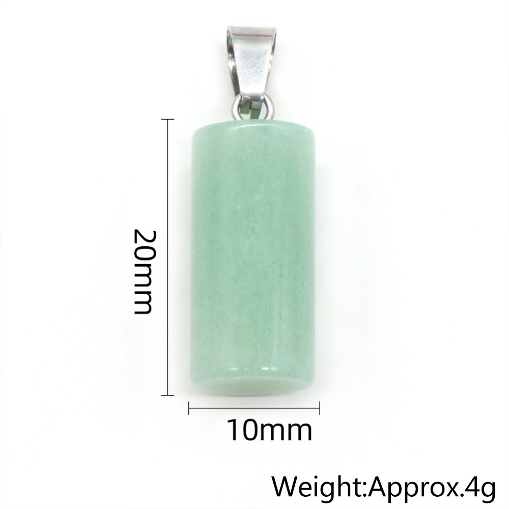 10x20mm Mini Natural Crystal Cylinder Pendants Stone Charms Chakra Bead Necklace