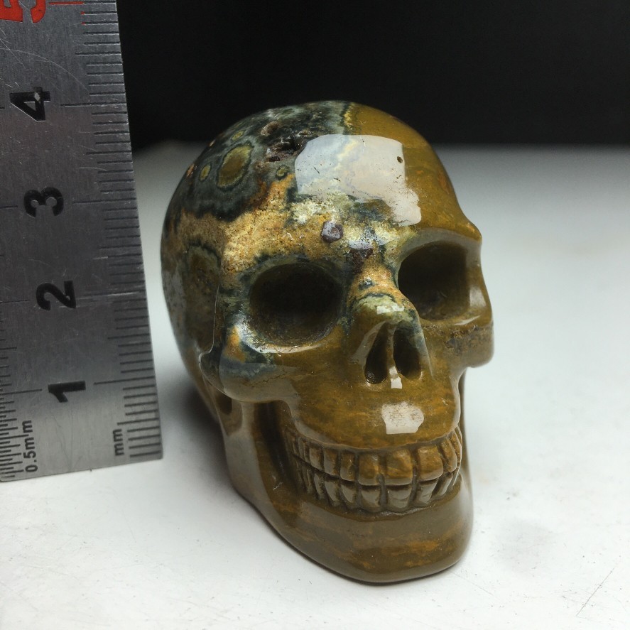 2.0″Natural Crystal Mineral Specimen.Ocean Jasper.Hand-carved SKULL.Statue.CH