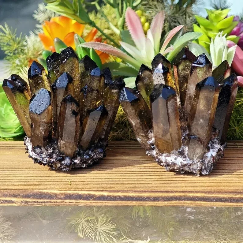 2025New Find Large Smoky Quartz Crystal Cluster Healing Crystal Decor 350-400G