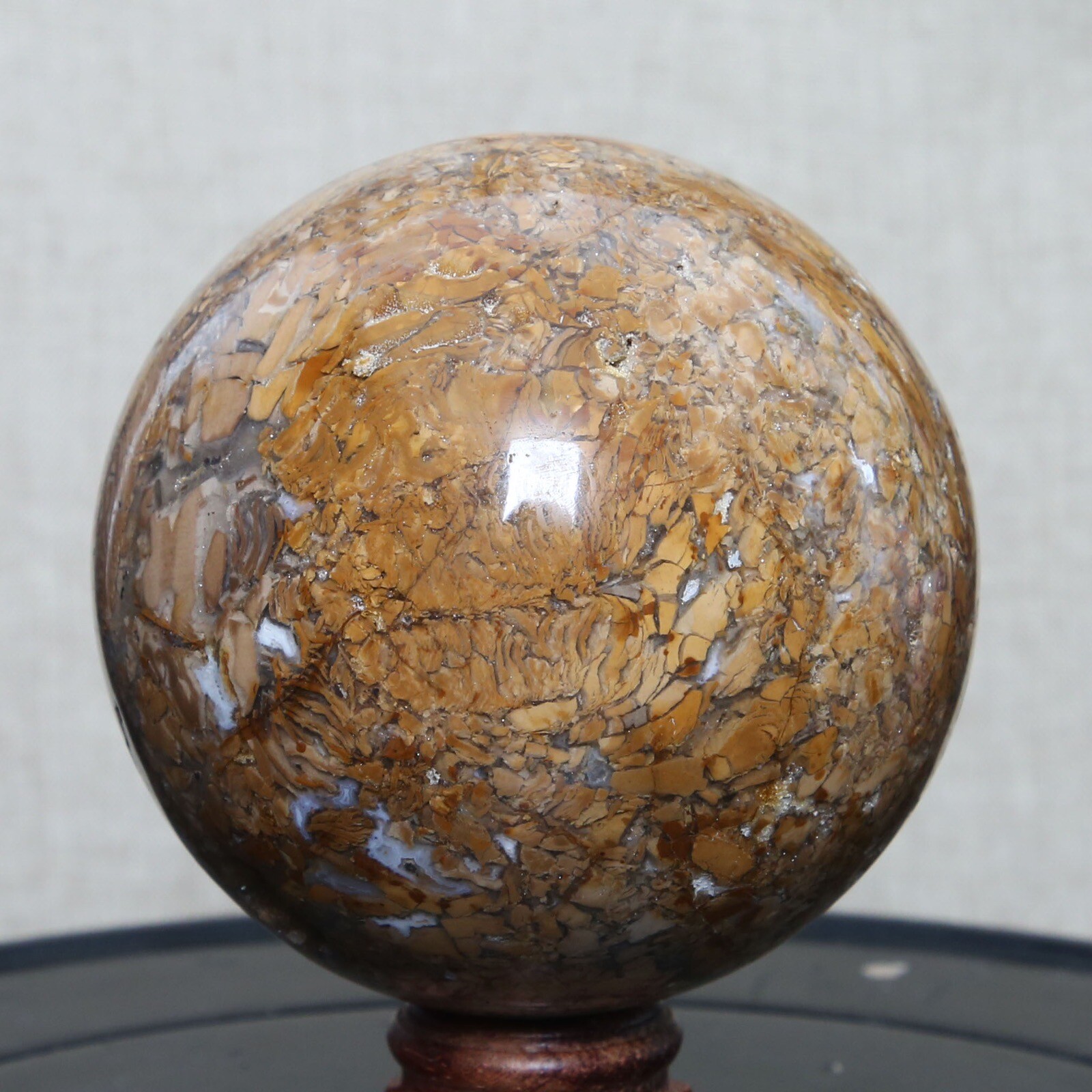 B8702-85mm-817g Amazing Natural Ocean Ibis Jasper Orbicular Sphere Reiki Crystal