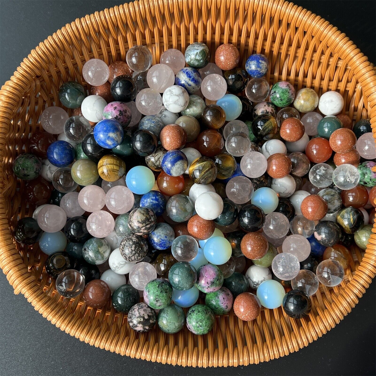 30Pcs 10MM Natural Gemstone No Holes Ball Bead Round Beads For Jewelry Making