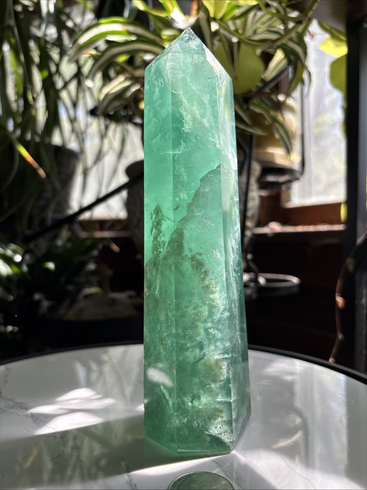 7.75″ Deep Opaque Green Fluorite Tower 726g