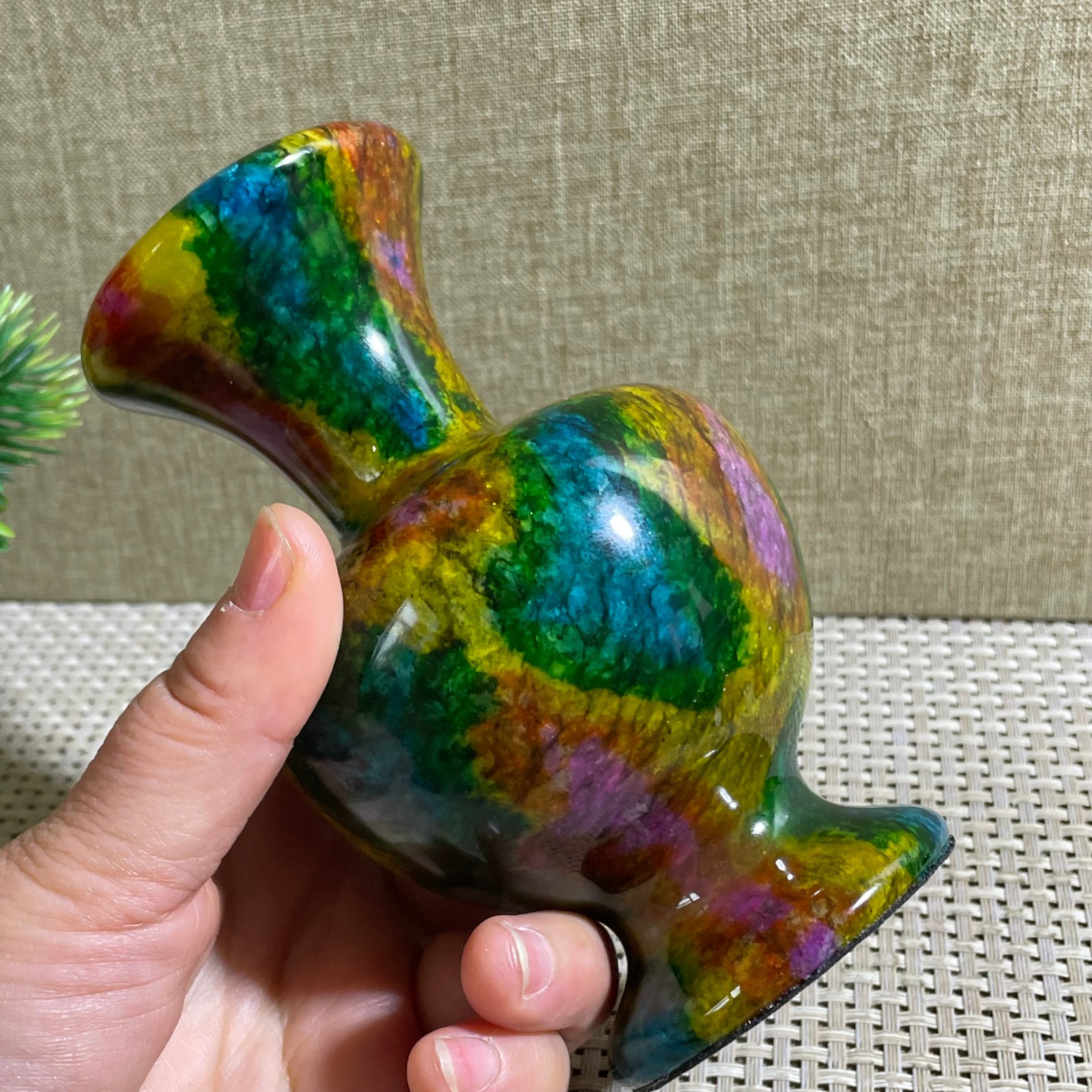 795g Seven Colors Jade vase specimen Decorative -Taiwan China