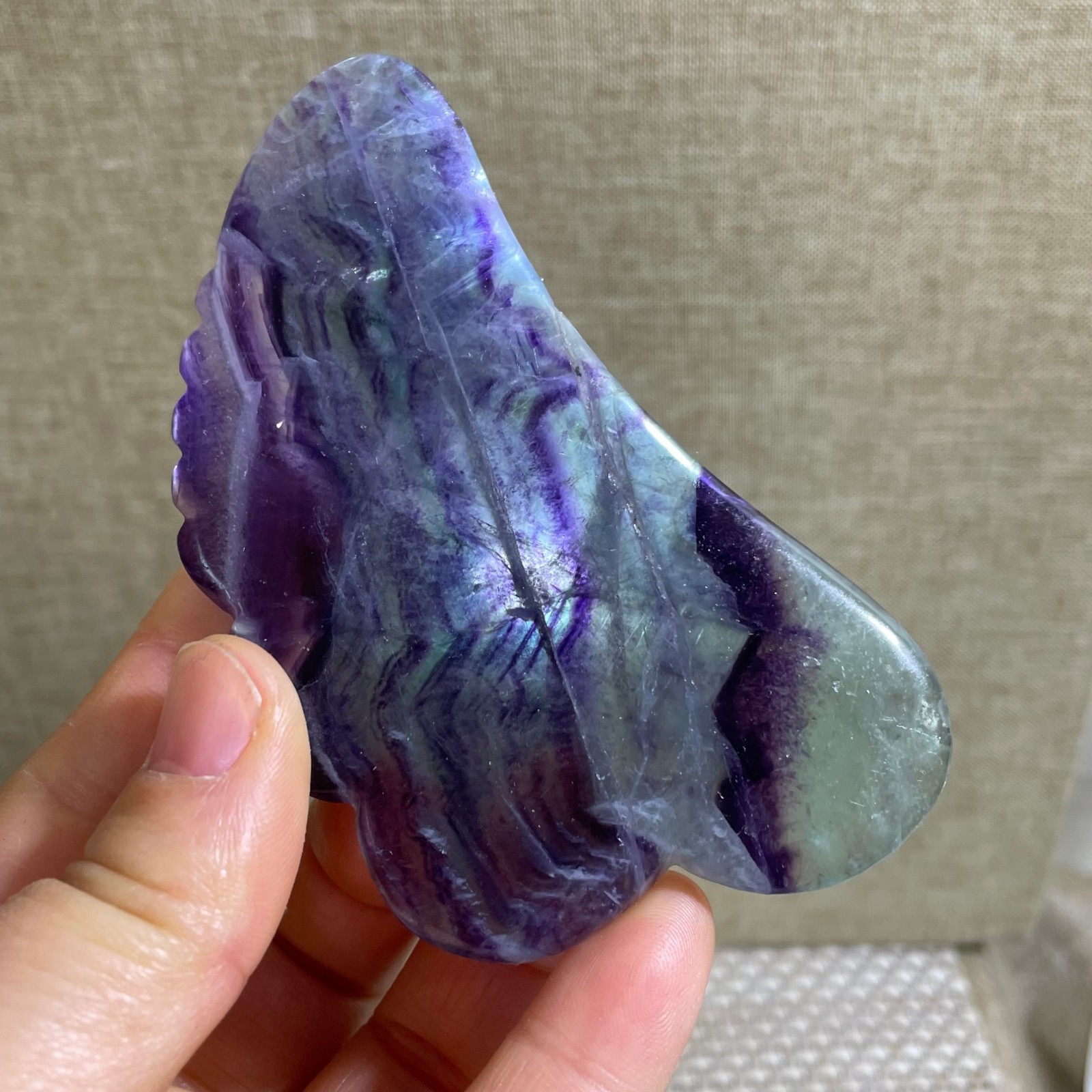 80g beautiful Rainbow Fluorite Rough stone specimens cure