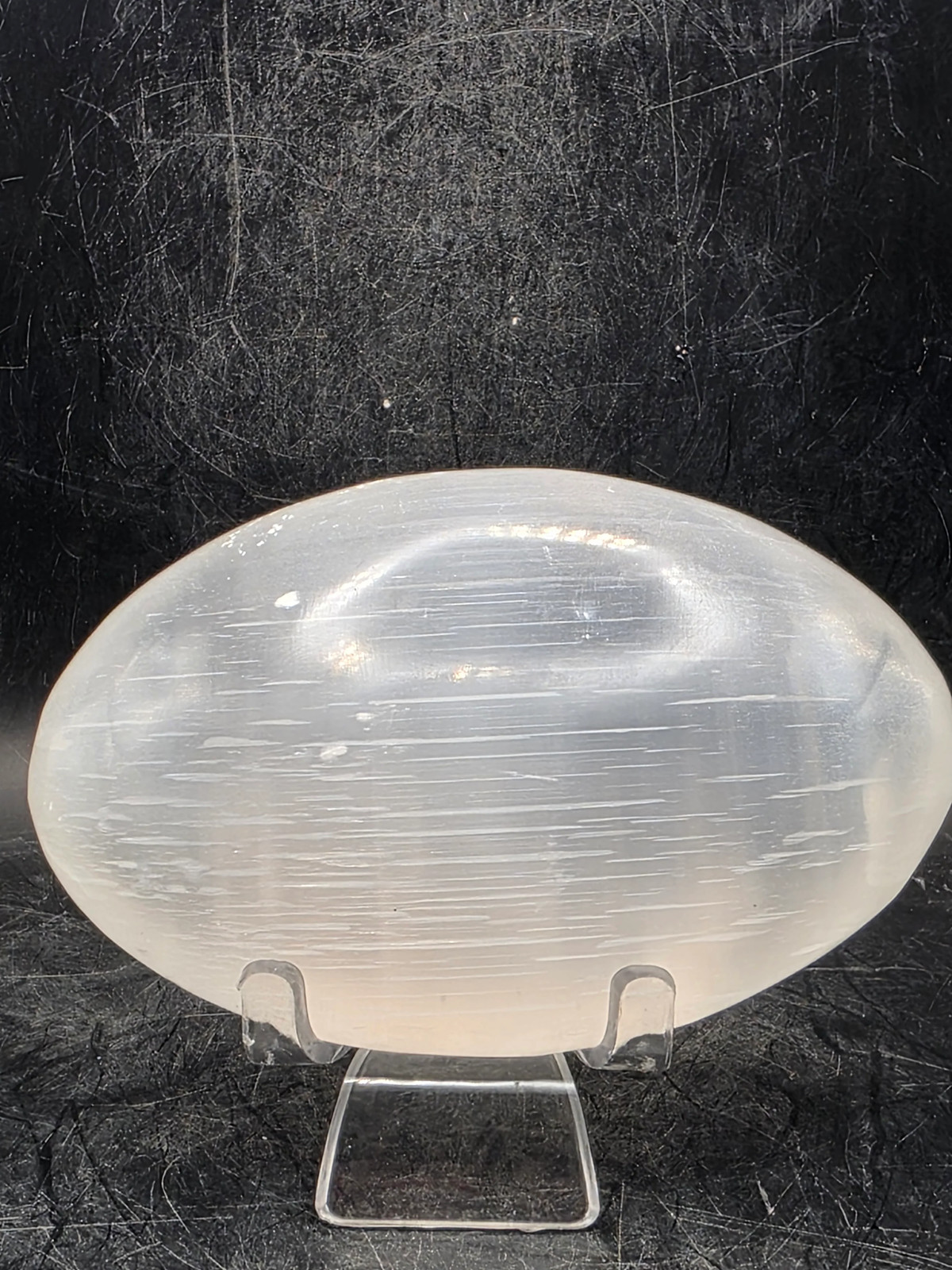 4 inch Selenite palm stone!! 7 ounces!