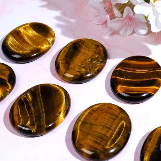 Natural Tiger Eye Palm Worry Stone Crystal Smooth Polished Gemstone Collection