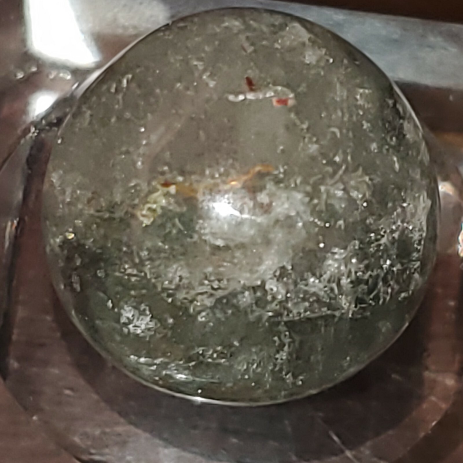 Garden Scenic Chlorite Included Quartz Sphere Ball Orb Marble 17.9mm, 8g.
