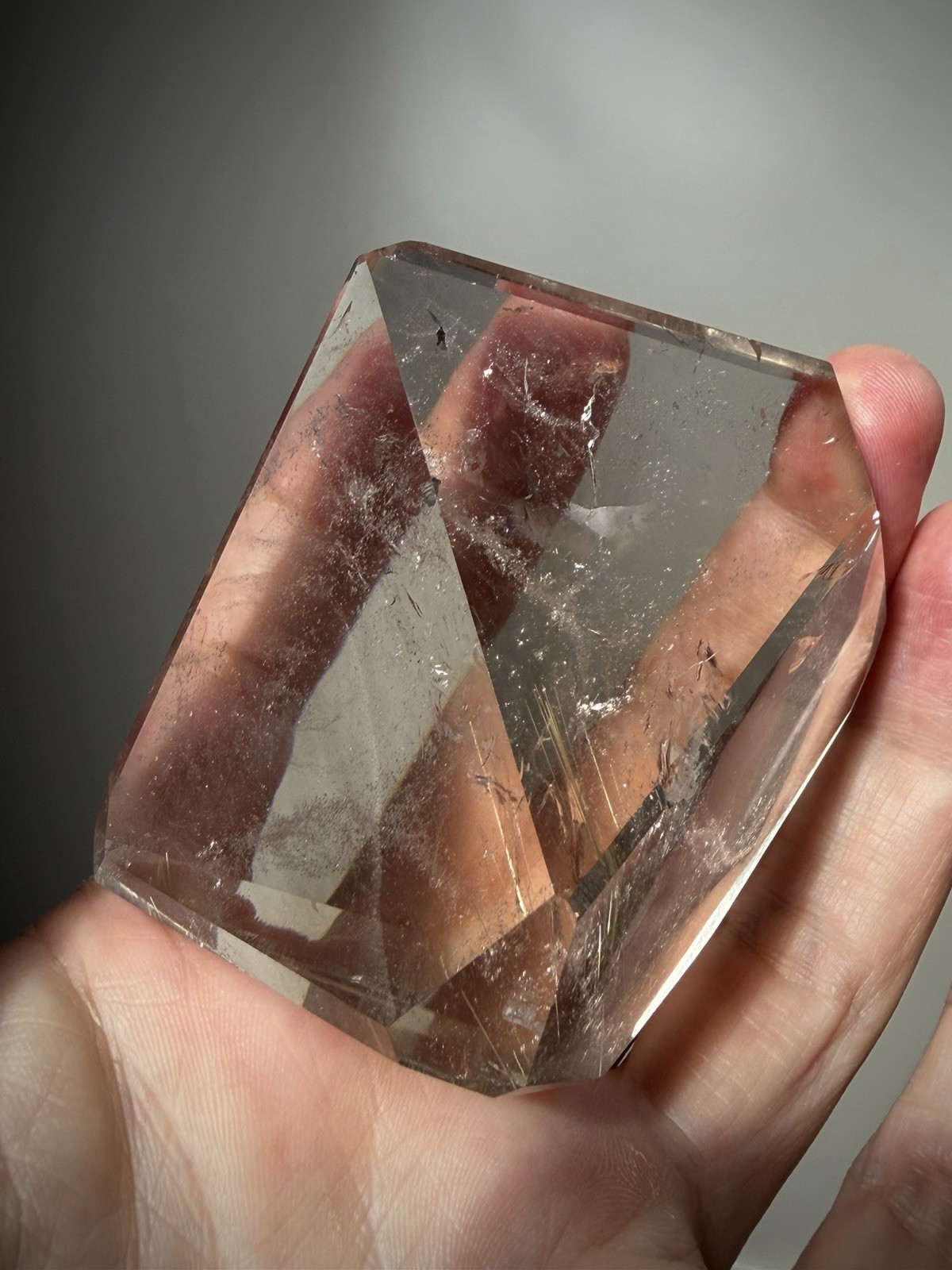Gold Rutilated Quartz Crystal Optical Quartz Rutile Inclusion Quartz Polished