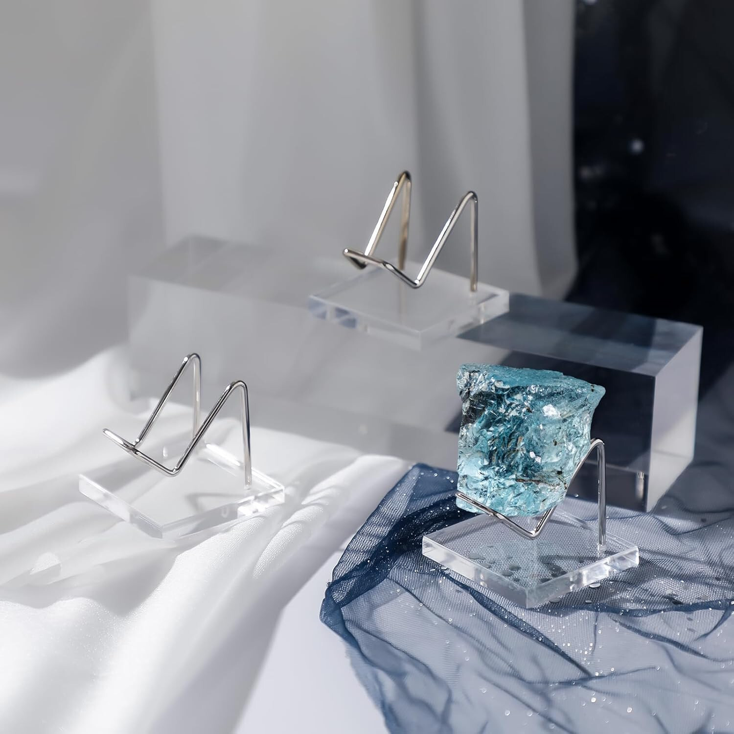 4pcs Acrylic Display Holder Easel Stand Rack Support for Specimen Mineral Agate