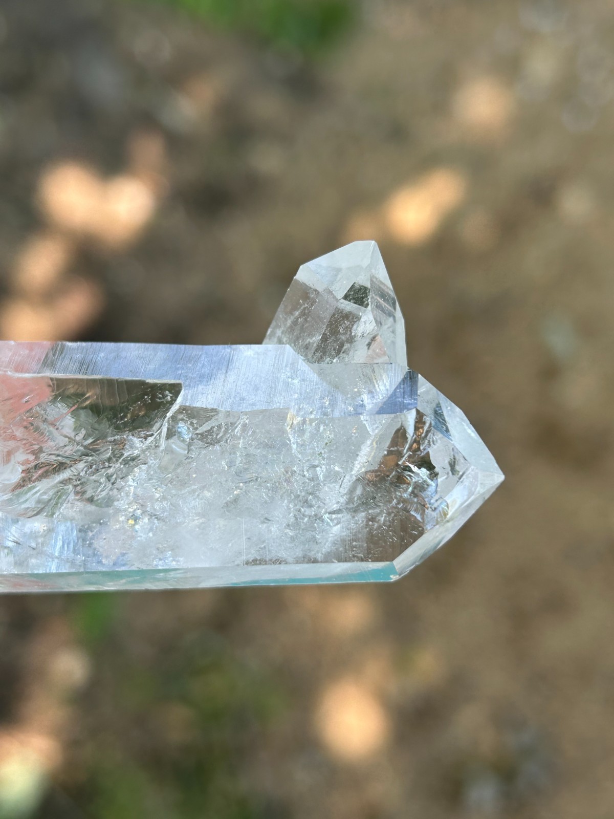 Natural Columbian Quartz Crystal Twin Point 3.5” Bridge Cross