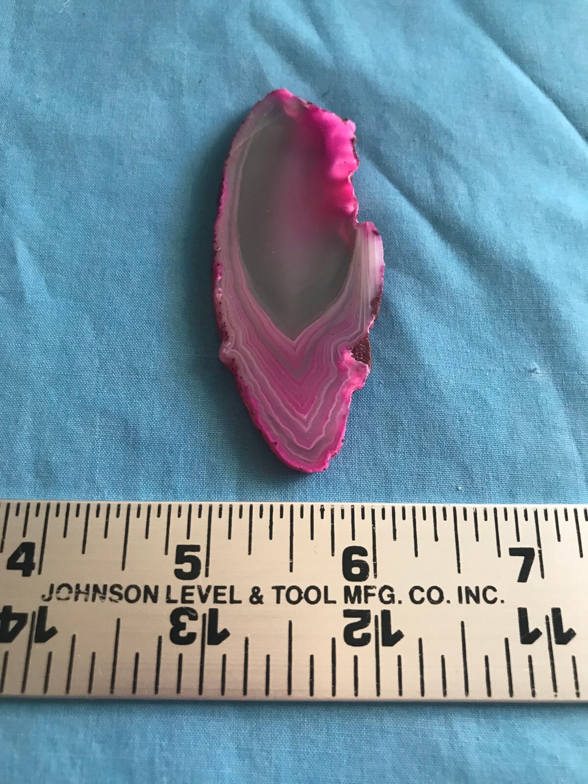New 3” by 1-1/8” Pink Dyed Cut & Polished .71 Ounce Agate Rock Slab Craft Stone