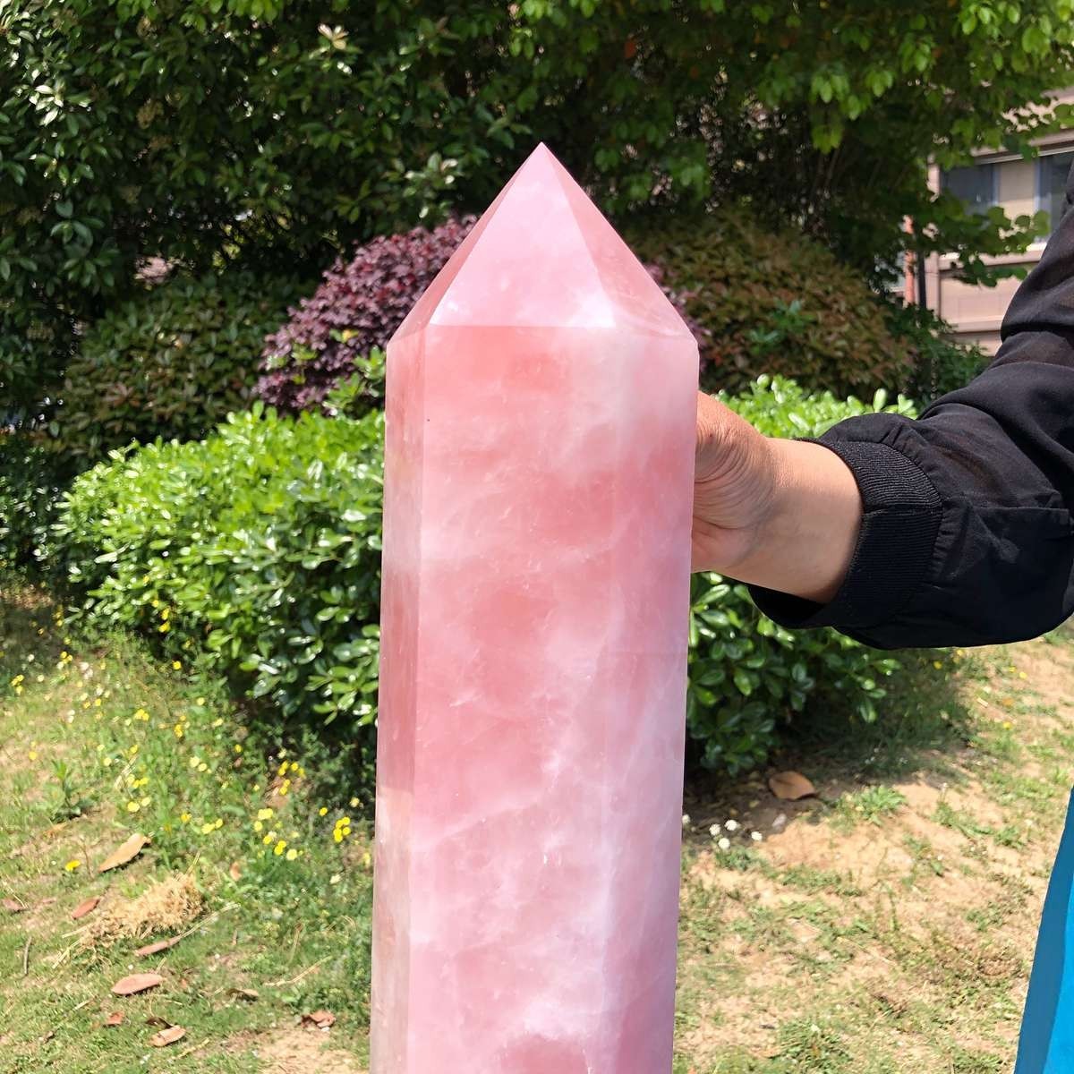 12.16LB Natural rose quartz obelisk pink crystal tower point healing decor