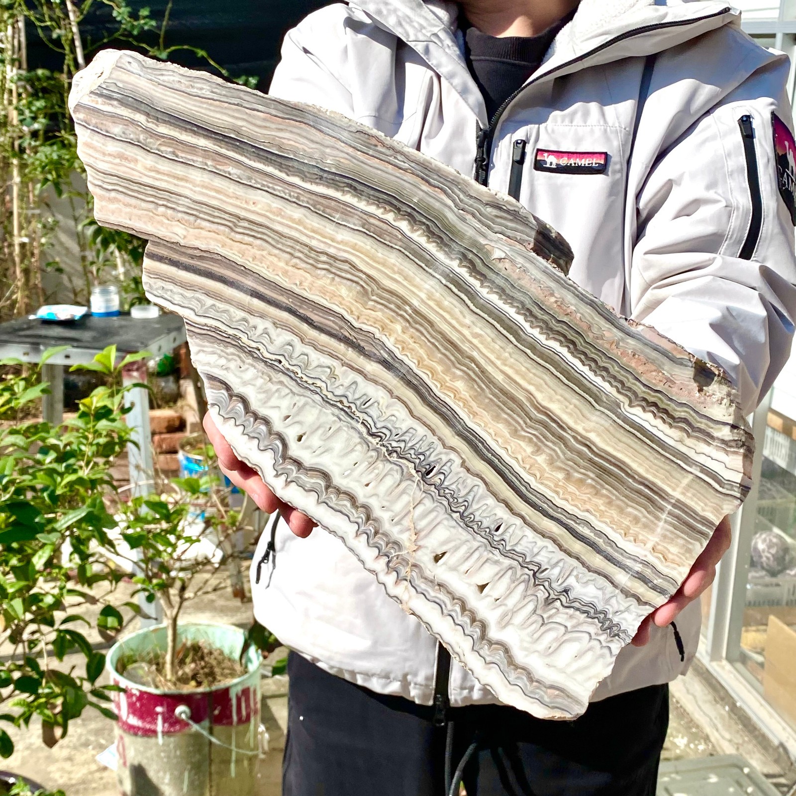 6LB Natural agate, zebra stone, crystal mineral, cut and polished in flakes