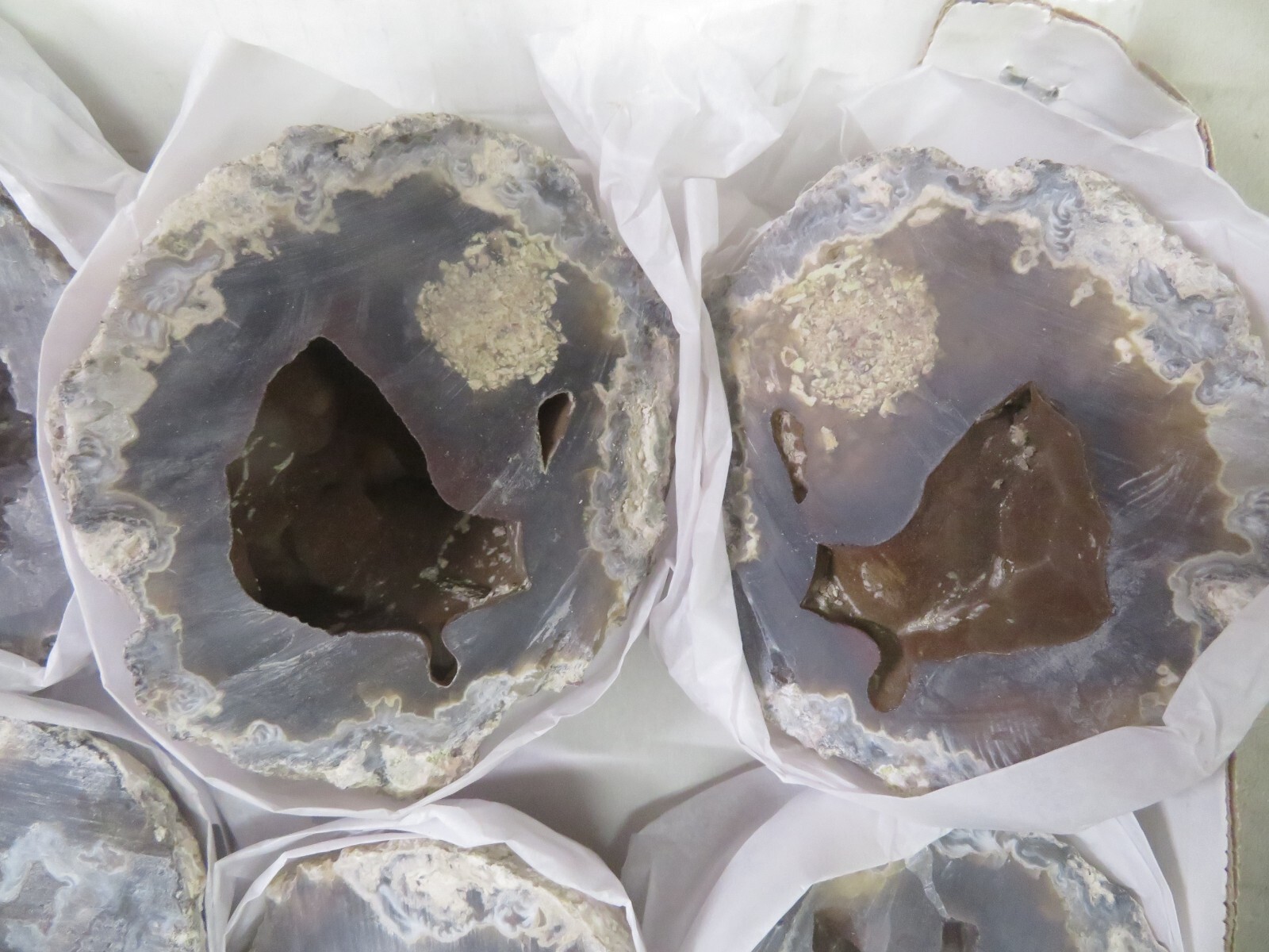 3 Pairs Fluorescent Cut NOT Polished Geodes Chihuahua Mexico