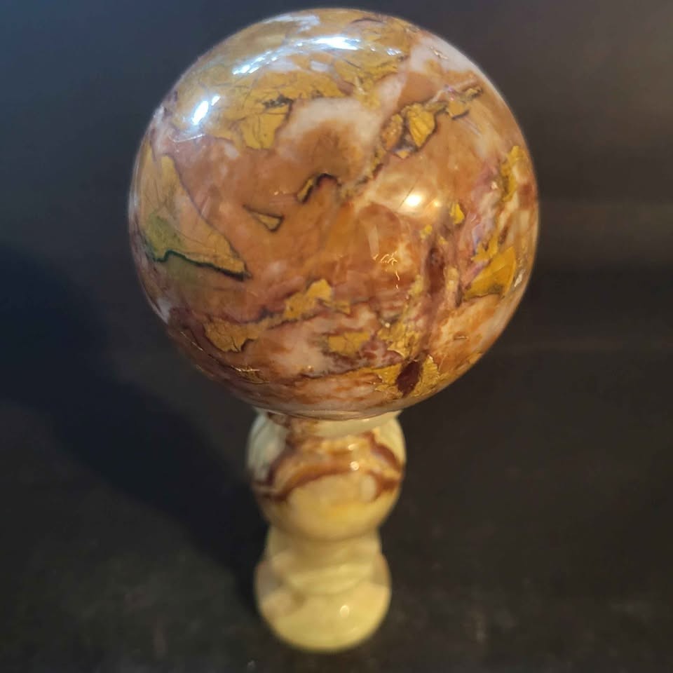 Jasper Sphere With Banded Onyx Stand