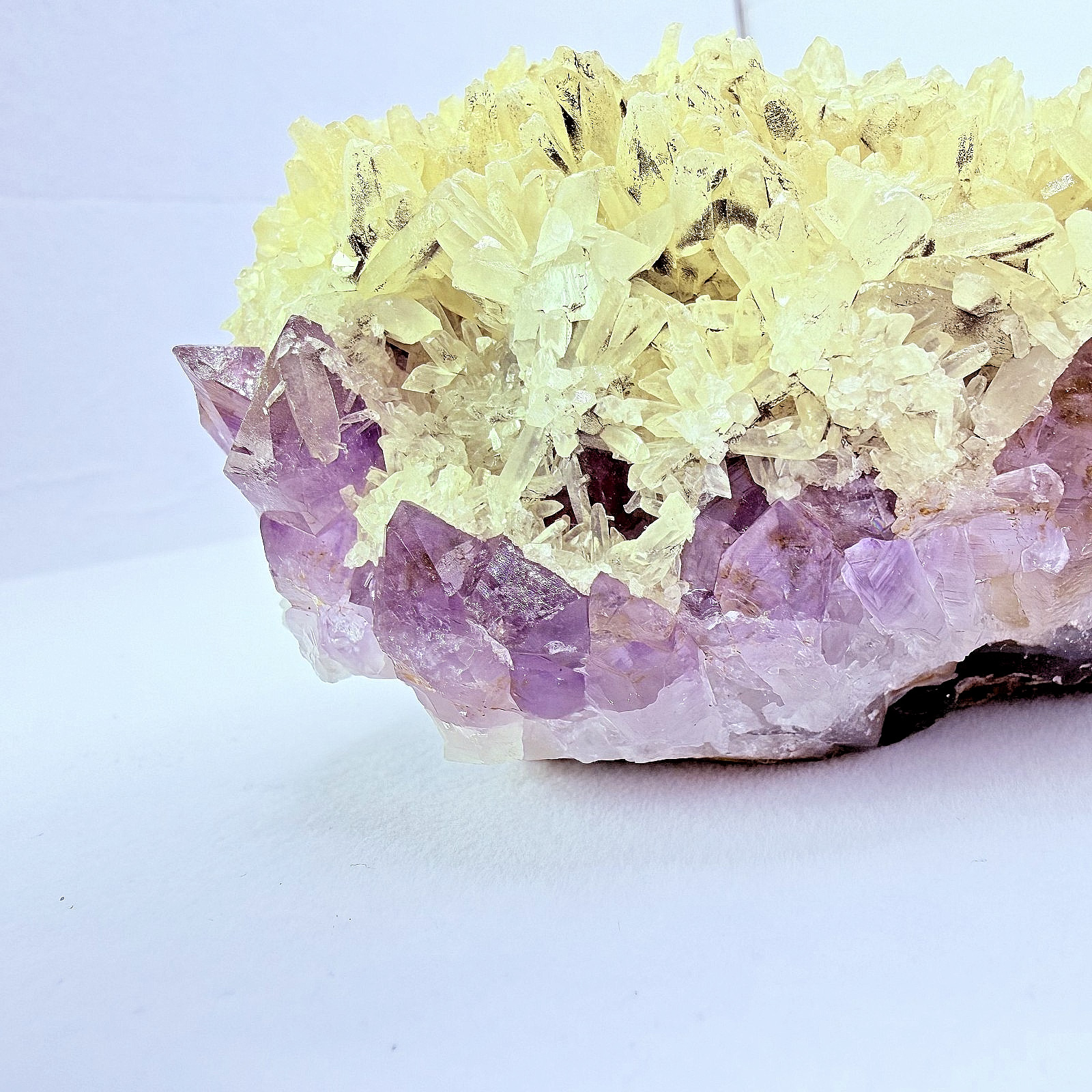 Rare Purple Amethyst Yellow Calcite Cluster Brazil 4.8″ Display