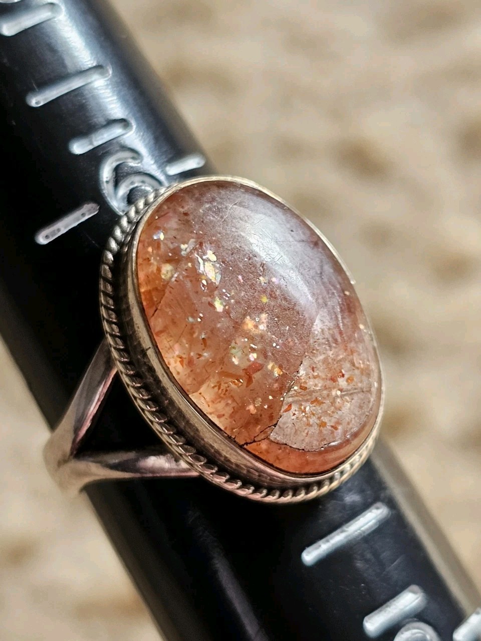 Sunstone Ring, Size 6.75, Crystals & Stones, Mineral Specimen, Metaphysical