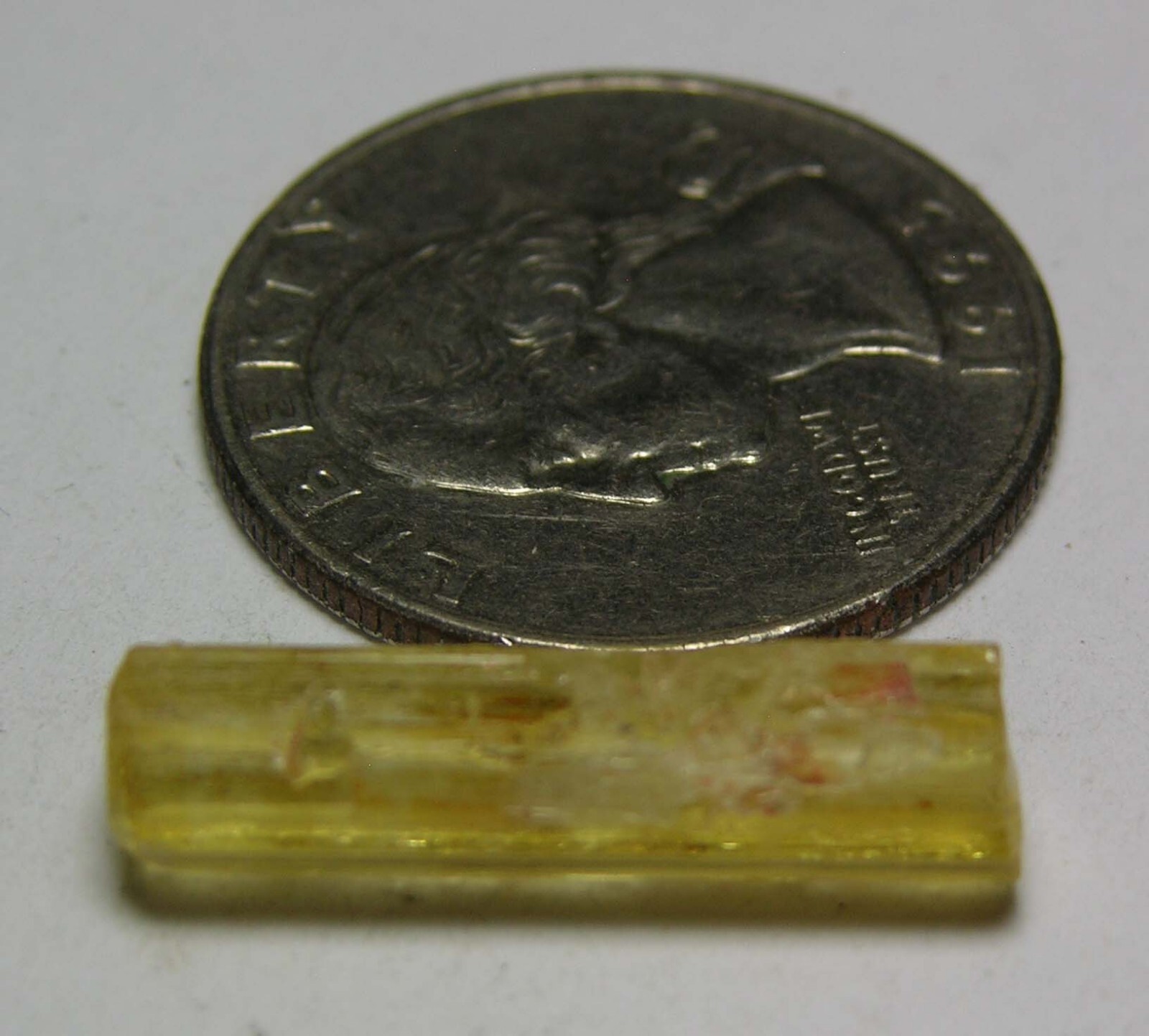 8.50ct Pakistan Raw Rough Yellow Beryl Heliodor Stick Crystal Specimen 23.00mm