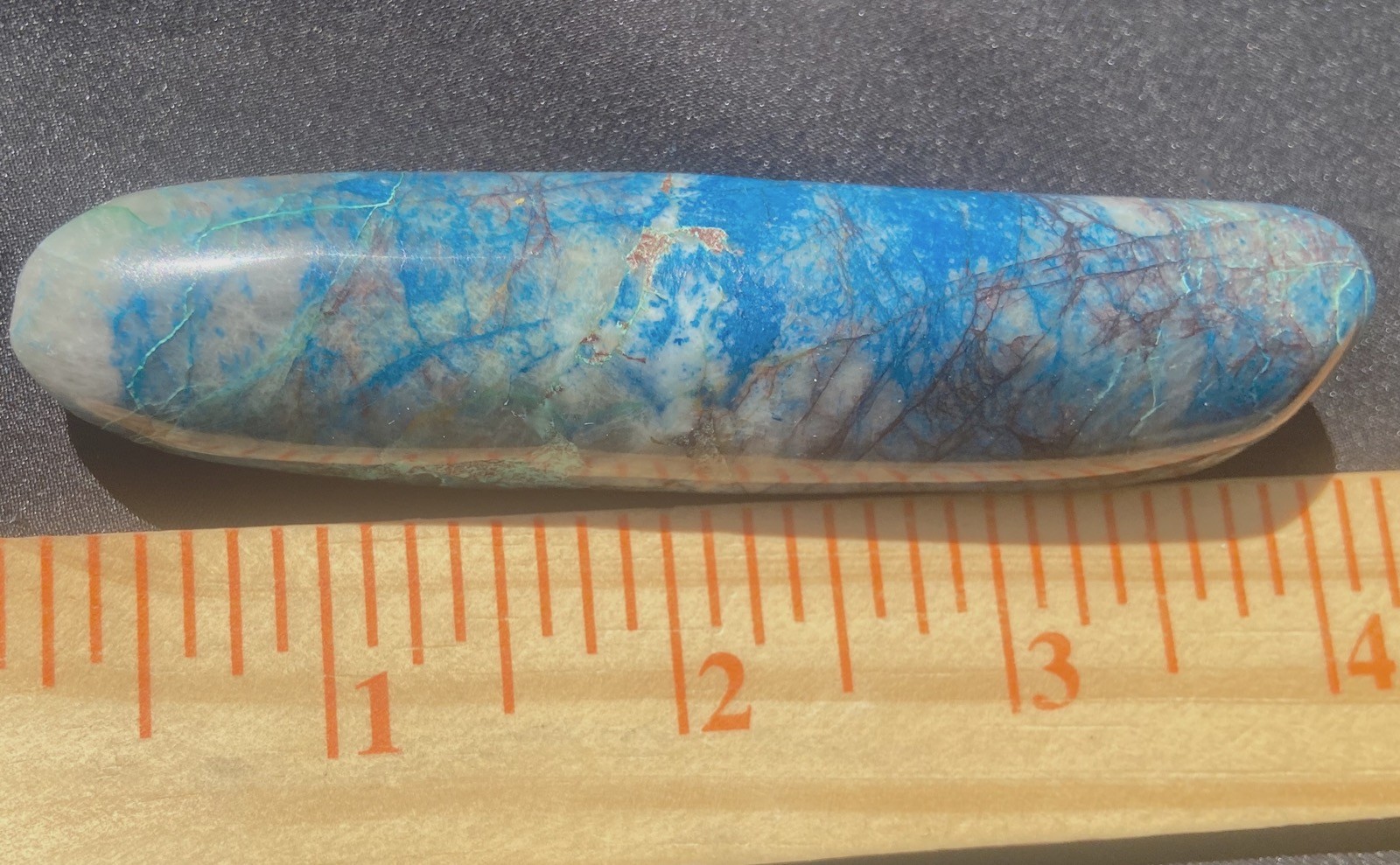 SHATTUCKITE BIG VERY FINE MASSAGE WAND CERULEAN BLUE POLISHED 15 GRAM NAMIBIA