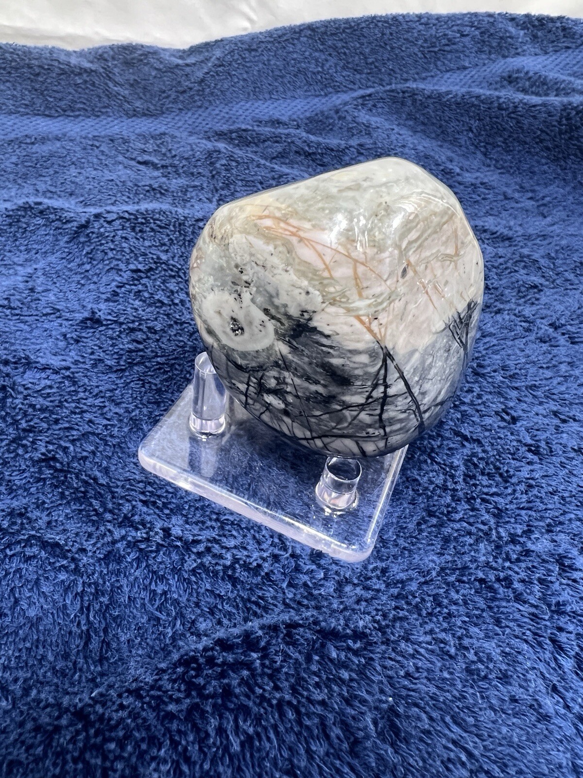 Spiderweb Picture Jasper Large Palm Display Stone Polished 450 Grams (~1 Lb)