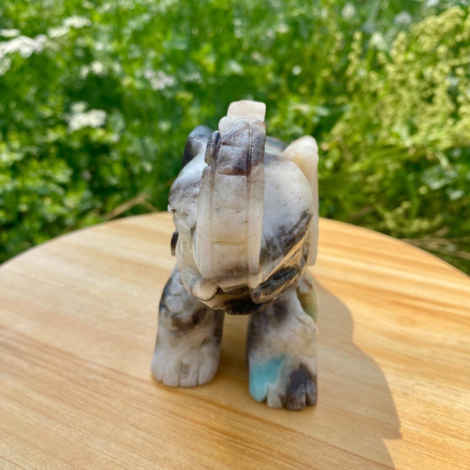 1.76LB Natural Amazonite beautiful handmade carved Amazon spiritual ornament