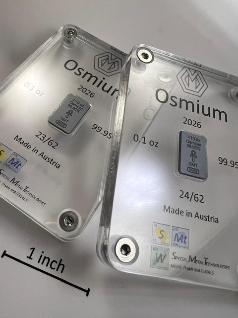 Osmium 1/10oz King Tut bar – 2026 – Mintage: 62 – Produced by SMT