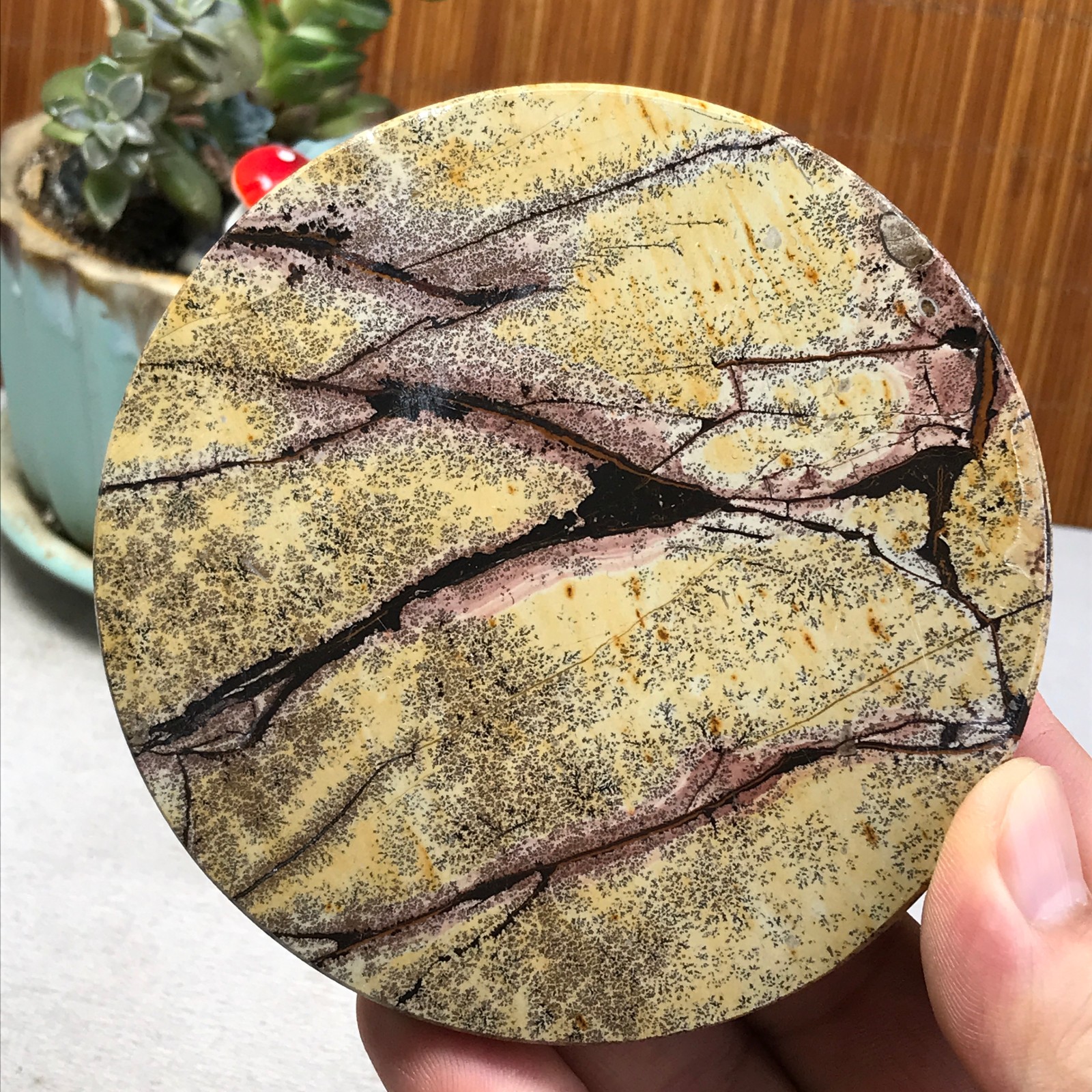 99mm Natural Chinese painting stone crystal ornaments for home decoration A6405