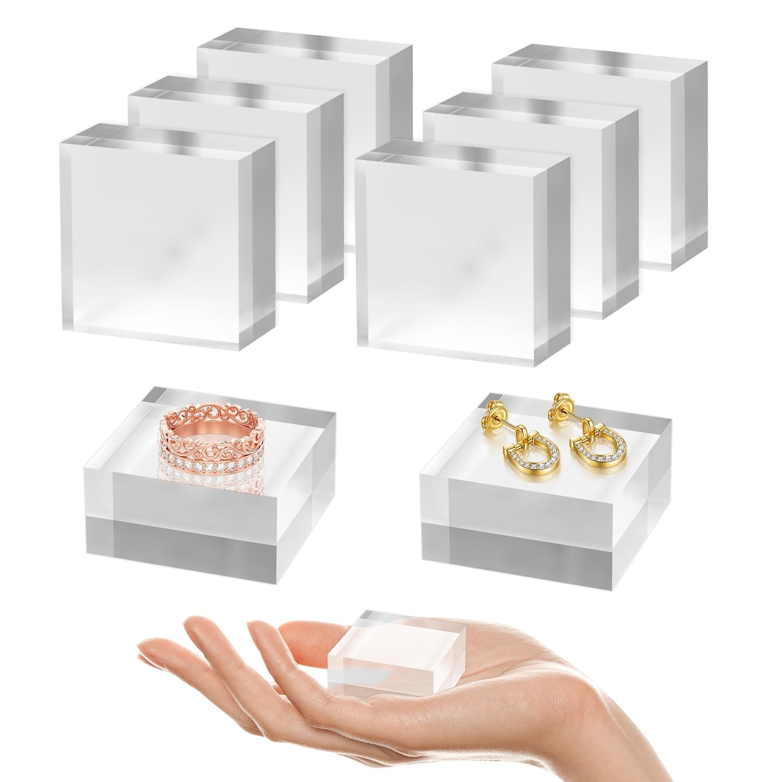 8 Pcs 2 X 2 X 1 Inch Acrylic Blocks, Clear Square Acrylic Cube