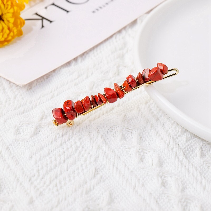 Natural Quartz Braided Hair Clip Crystal Crushed Stone Bobby Pins Headwear Decor