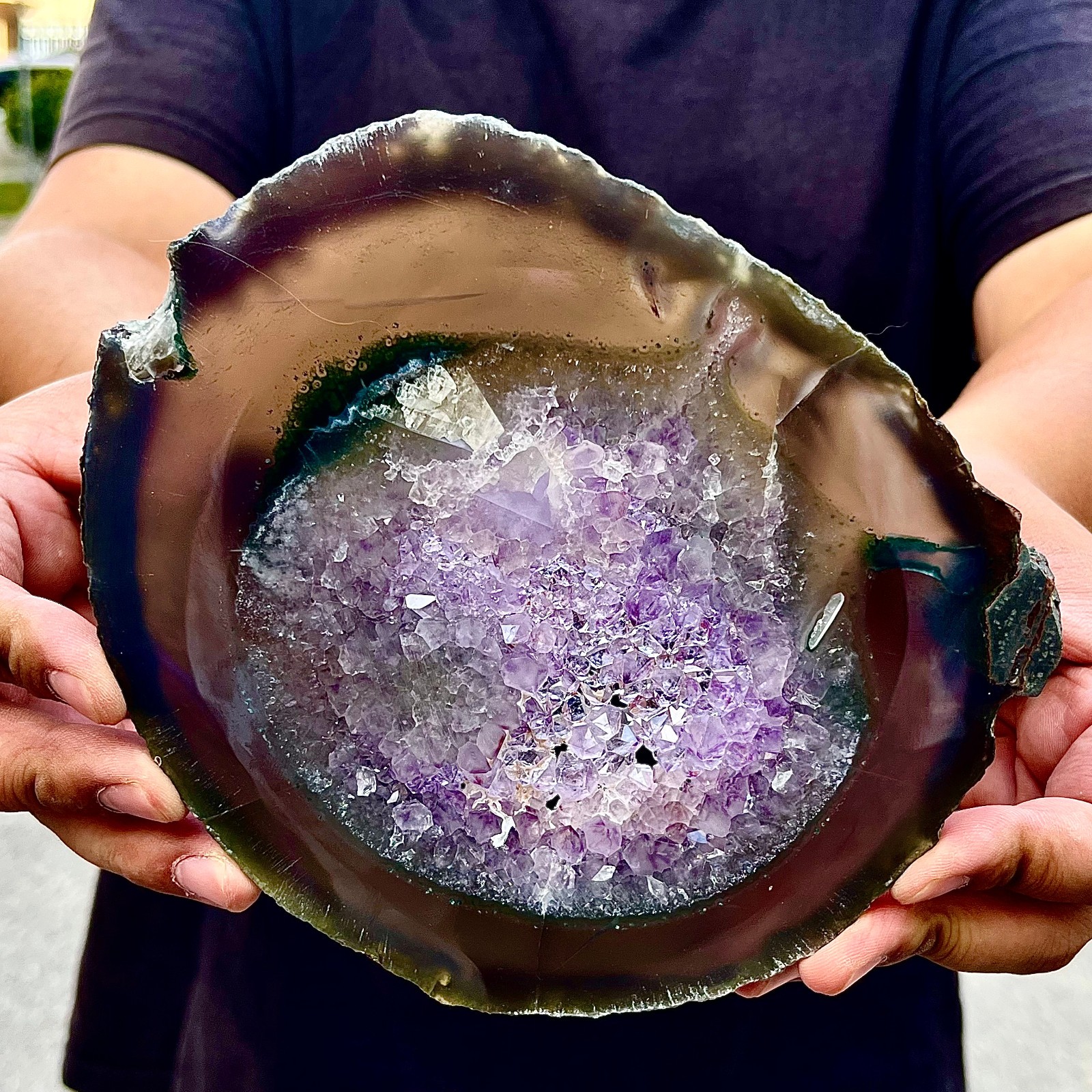 1.08LB Natural Amethyst Agate Crystal Hand cut Piece Specimen Healing