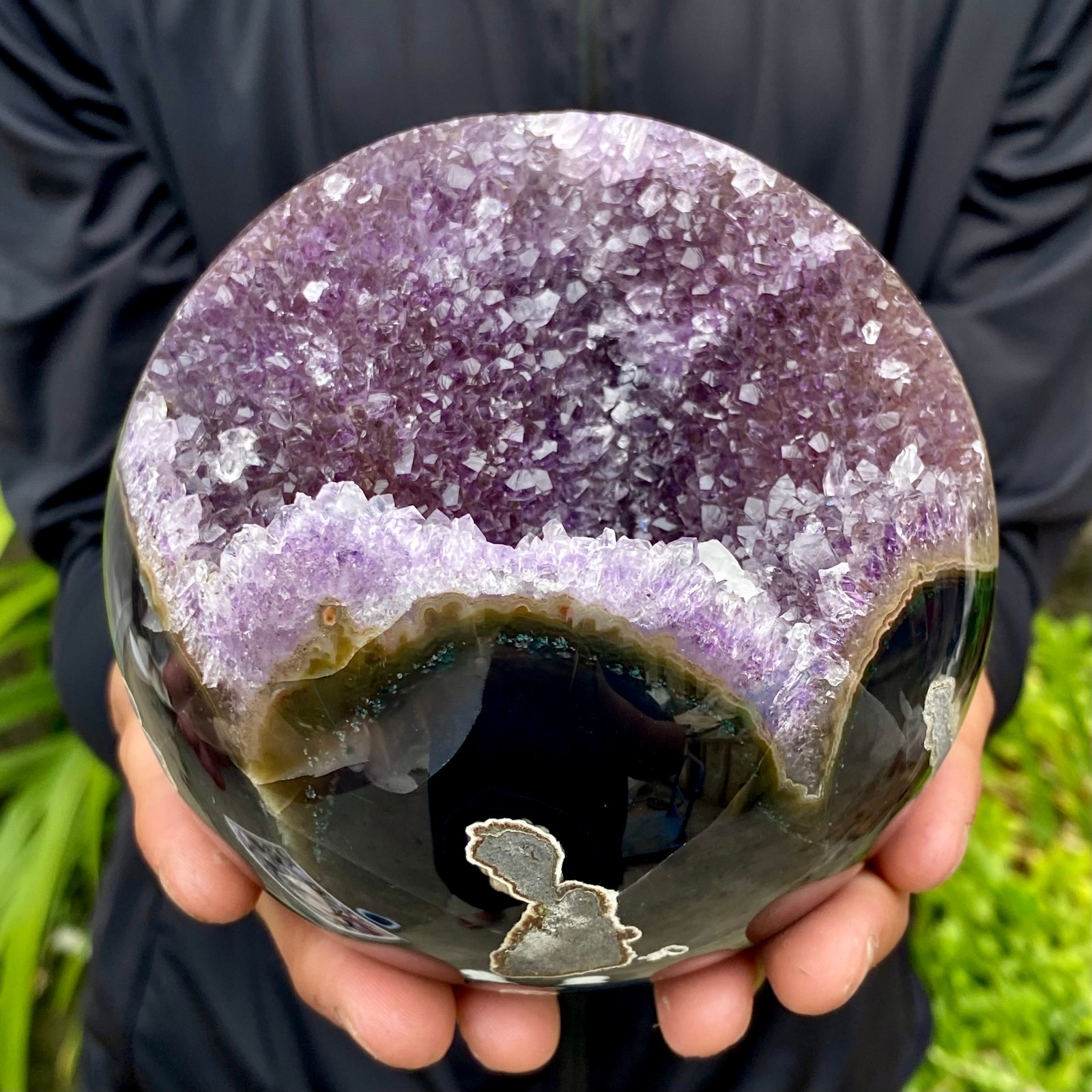 3.96LB Natural Amethyst Agate Ball Quartz Crystal Sphere reiki healing gem