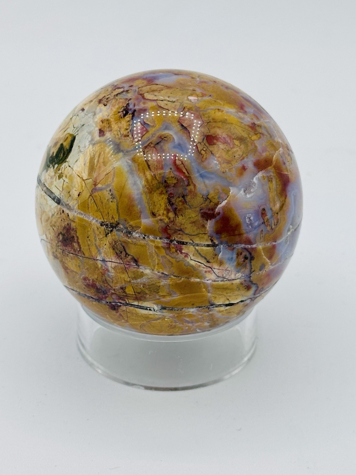 Natural Crystal – Ibis Jasper Sphere (Perfectly Imperfect) w/Acrylic Stand