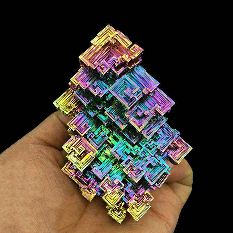 Natural Rainbow Aura Titanium Bismuth Crystal Cluster Energy Meditation Stone