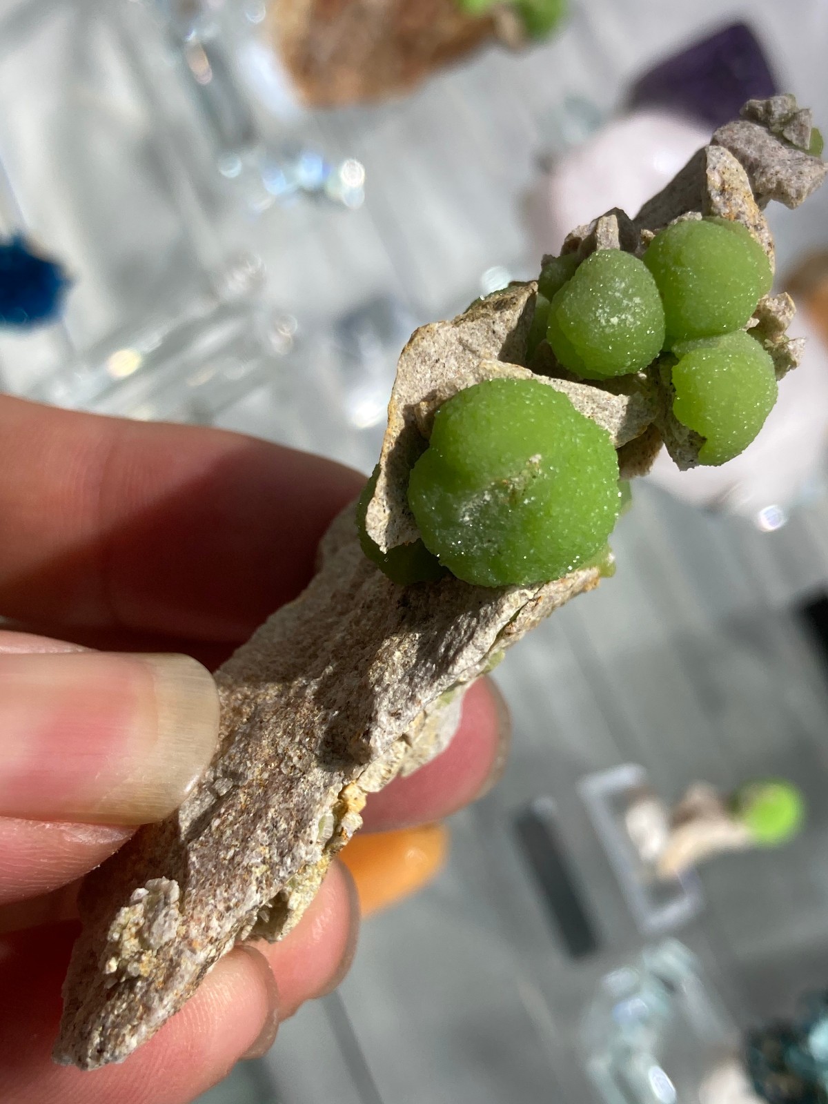 8.2cm Green Pyromorphite on Matrix from China