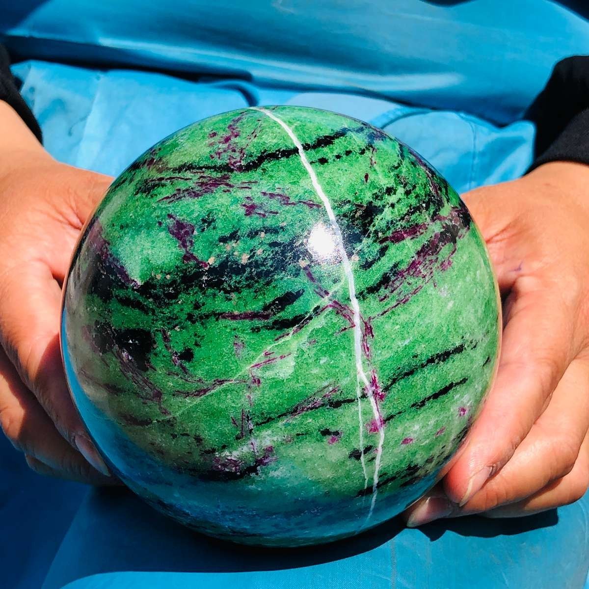 5.67 LB Large Natural Ruby Zoisite Sphere Crystal Healing Stone Specimen 5158