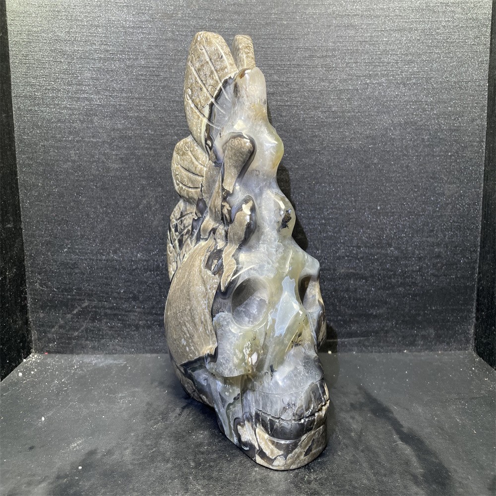 4.5LB 7.6”Natural UV Agate Fairy Carving Ornament Quartz Crystal Carving Gift