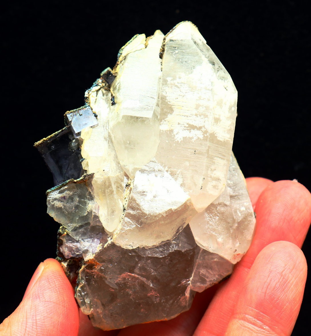 202.5g Natural purple Cubic fluorite Seven-color pyrite mineral specimen