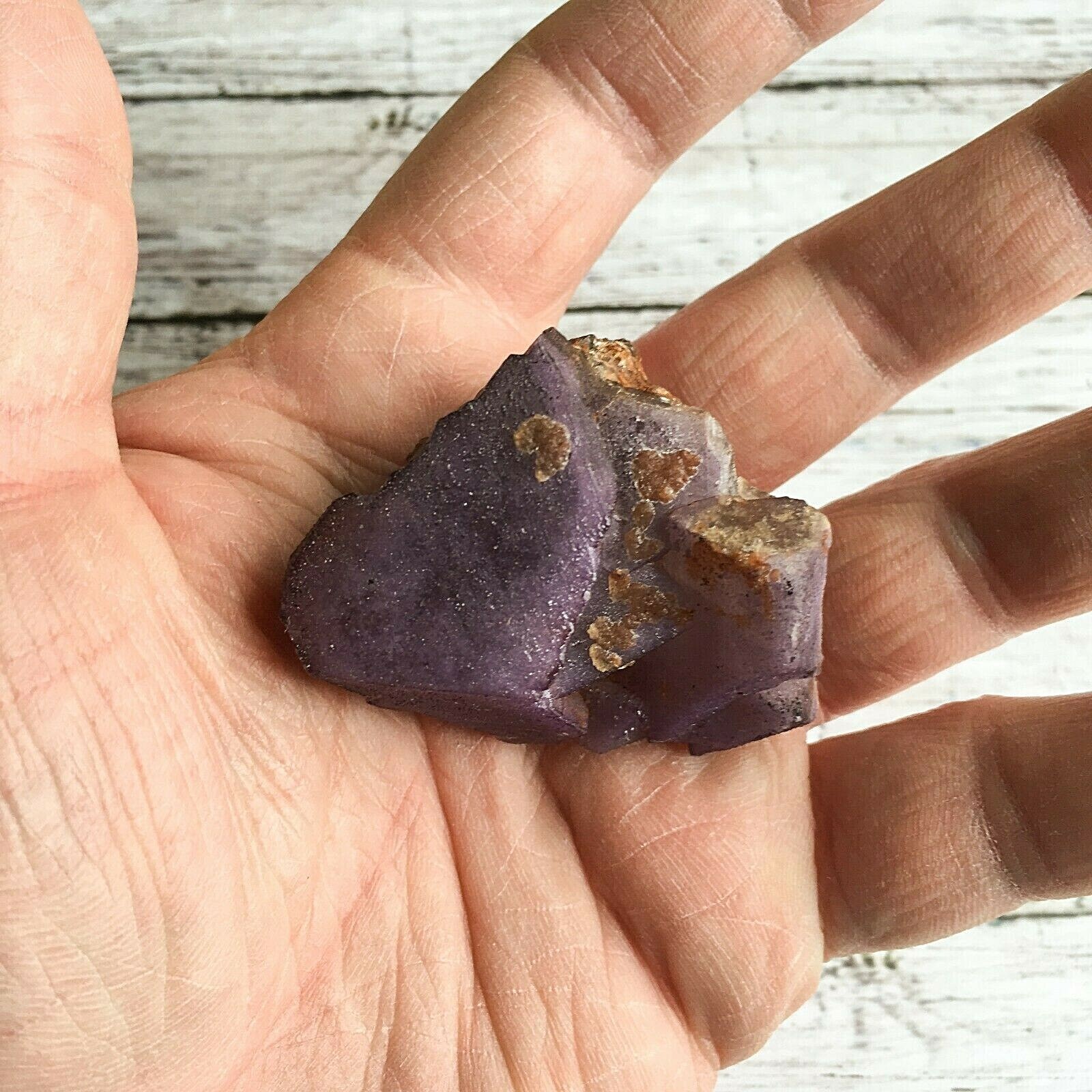 Deep Purple Fluorite Crystal Cluster: 1.95″ Long; 2.0 oz (58 g); Mineral Rough