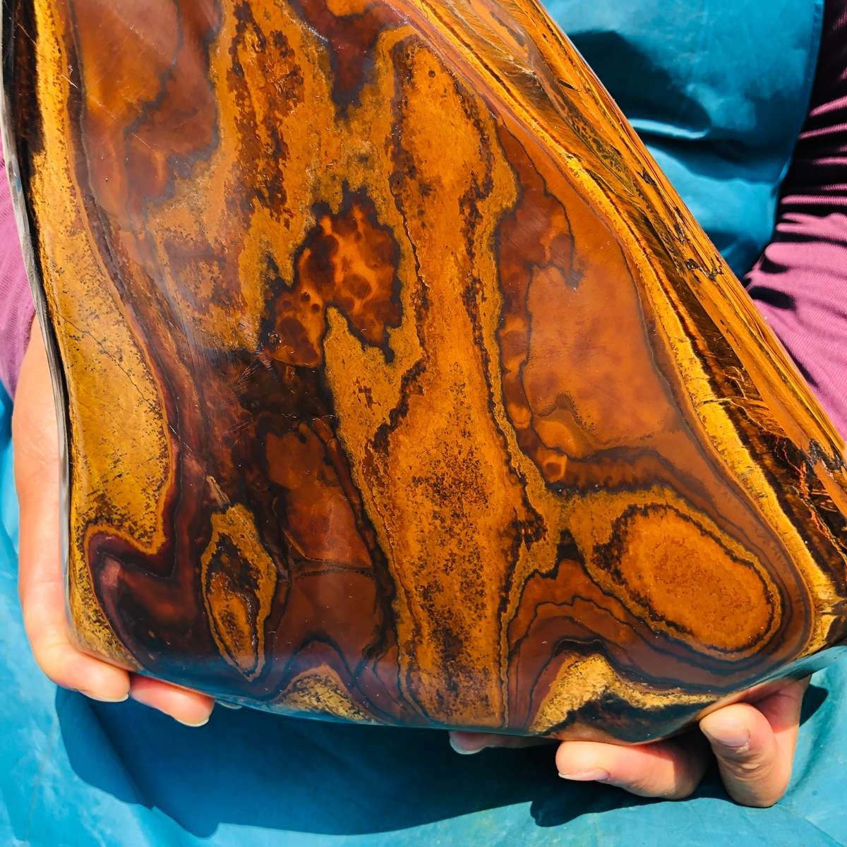 4980G Large Natural Tiger’s Eye Quartz Crystal Rough Mineral Specimen MH5345