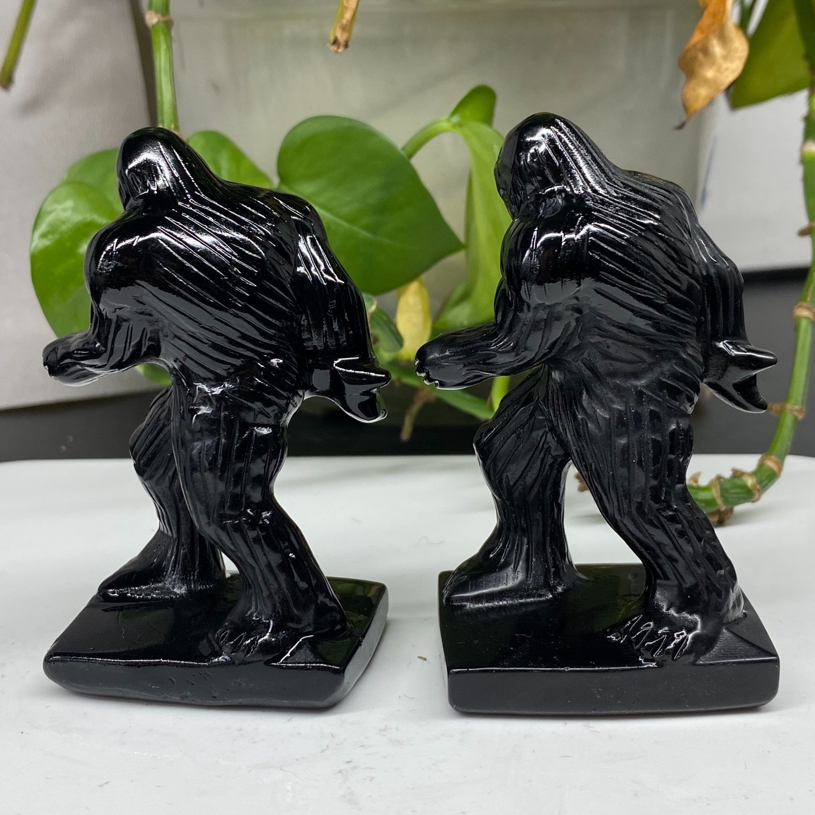 3” Natural Obsidian Sasquatch skull carved quartz crystal Reiki healing 1pc