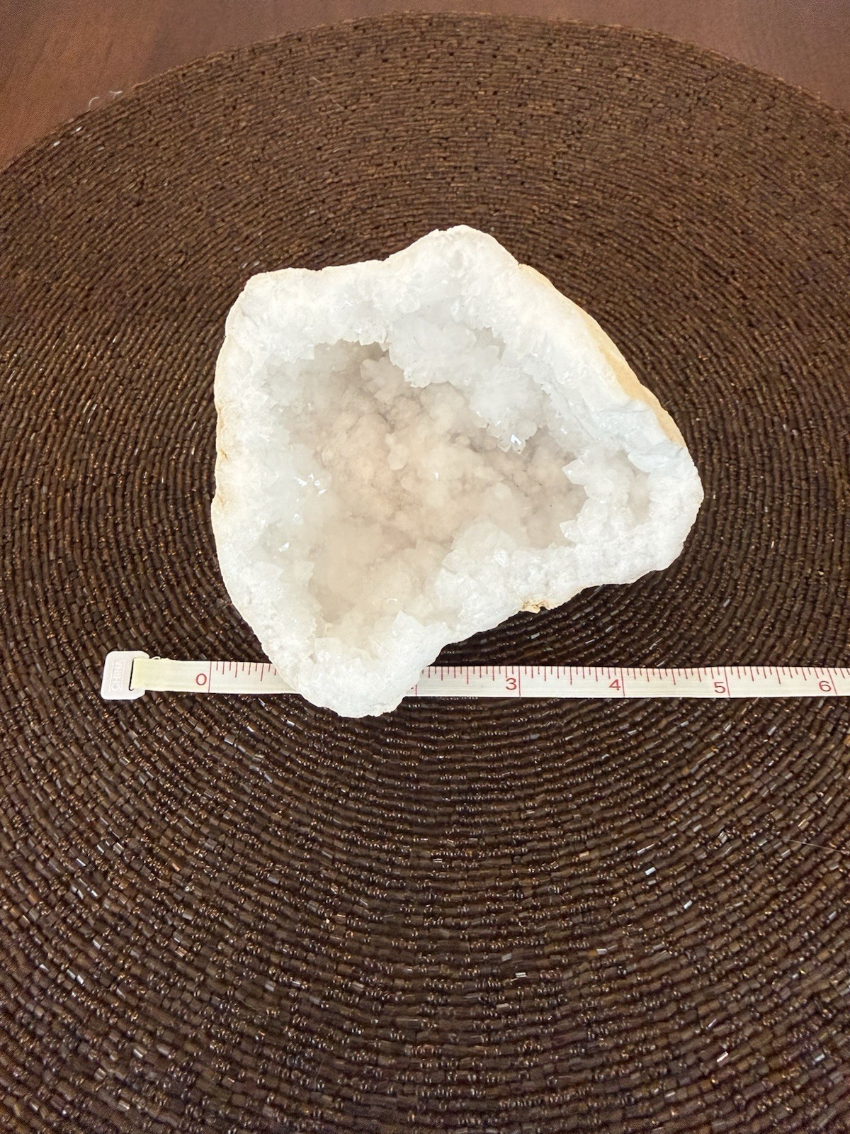 White Quartz Crystal Geode Mineral Display Specimen 5in, very well sized