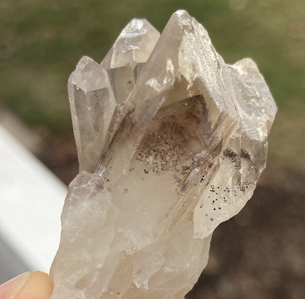 5 PCS Lot DARK RED & WHITE HEMATITE QUARTZ Phantom Crystal Point KAROI ZIMBABWE
