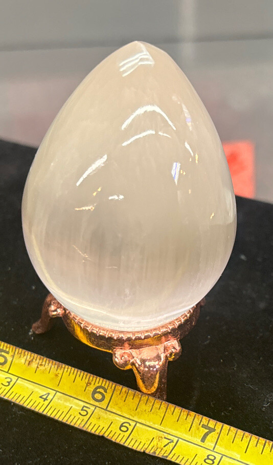 Selenite Polished 3″ Egg with Stand